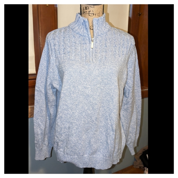 Karen Scott Blue marled Long Sleeve 1/4 Zip Pullover Sweater XL - Picture 1 of 5